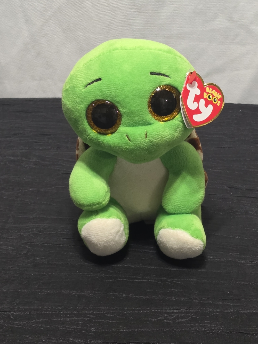 NWT Ty Green Turtle Beanie Boo 6 " Plush with Glittery Gold Eyes